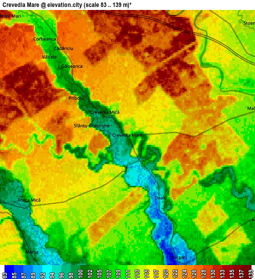 Zoom OUT 2x Crevedia Mare, Romania elevation map