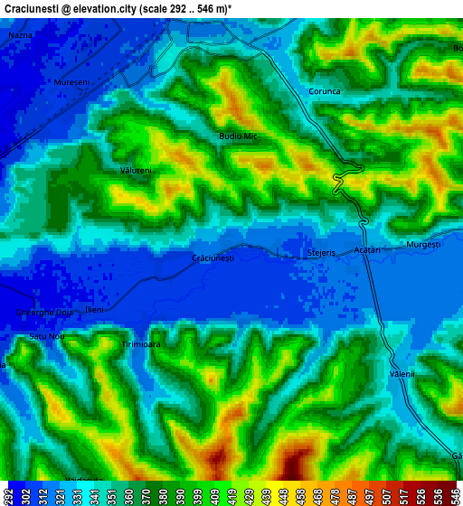 Zoom OUT 2x Crăciuneşti, Romania elevation map