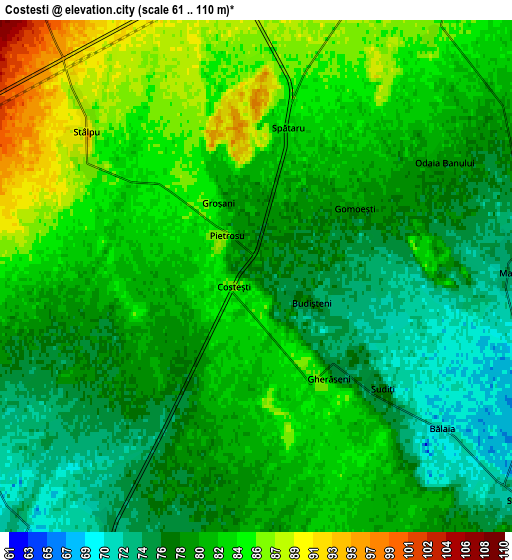 Zoom OUT 2x Costeşti, Romania elevation map