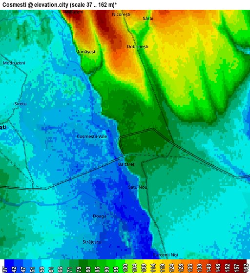 Zoom OUT 2x Cosmeşti, Romania elevation map