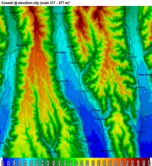 Zoom OUT 2x Coşeşti, Romania elevation map