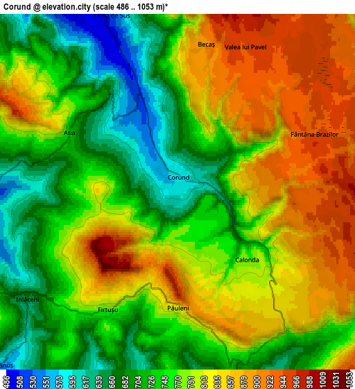 Zoom OUT 2x Corund, Romania elevation map