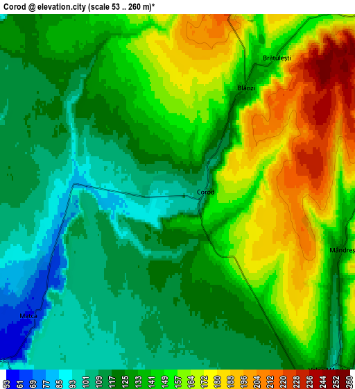 Zoom OUT 2x Corod, Romania elevation map