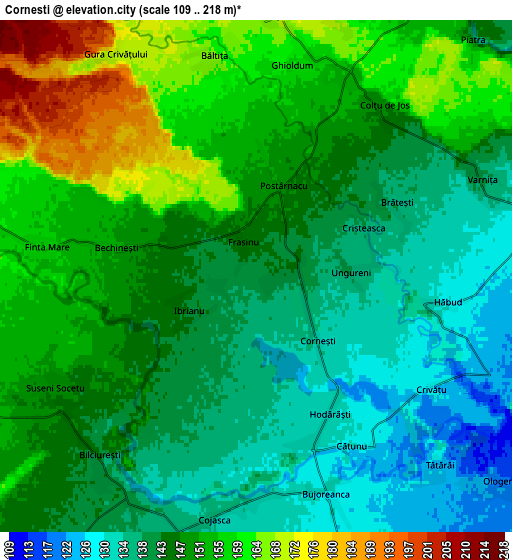 Zoom OUT 2x Corneşti, Romania elevation map