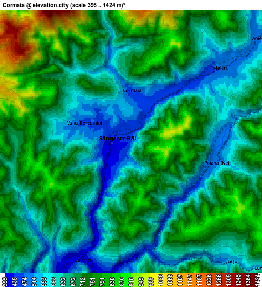 Zoom OUT 2x Cormaia, Romania elevation map