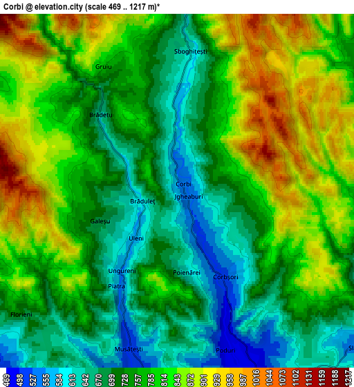 Zoom OUT 2x Corbi, Romania elevation map