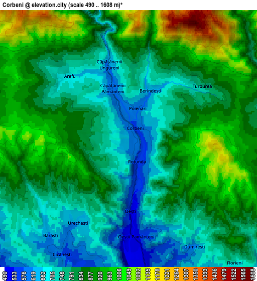 Zoom OUT 2x Corbeni, Romania elevation map