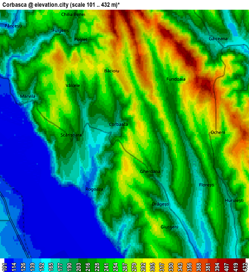 Zoom OUT 2x Corbasca, Romania elevation map