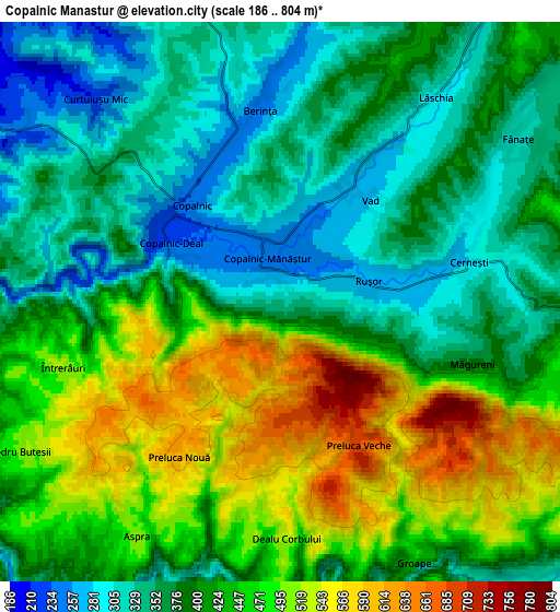 Zoom OUT 2x Copalnic Mănăştur, Romania elevation map