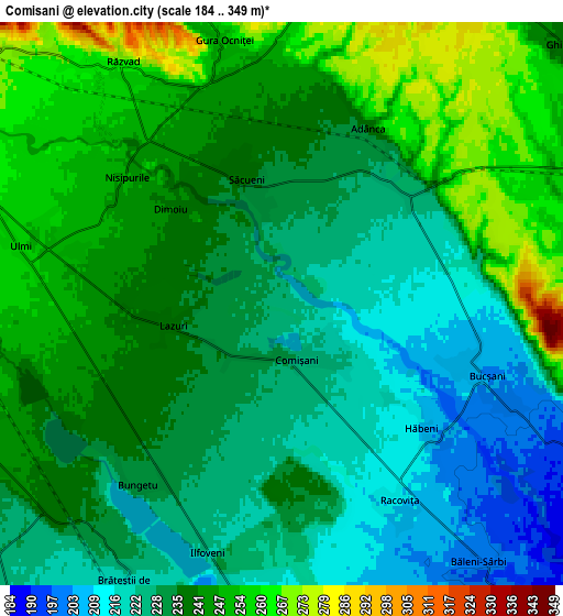 Zoom OUT 2x Comişani, Romania elevation map