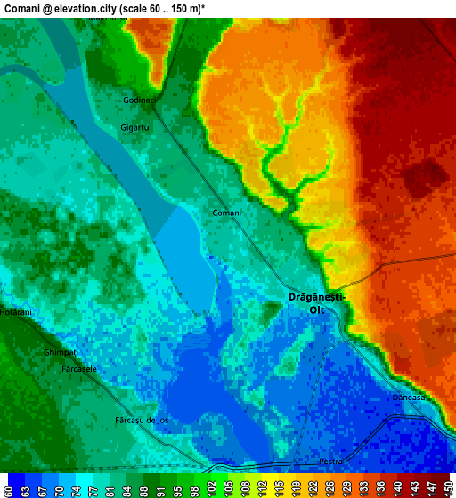 Zoom OUT 2x Comani, Romania elevation map