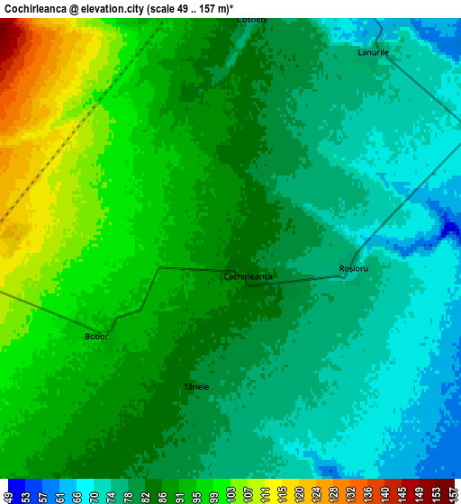 Zoom OUT 2x Cochirleanca, Romania elevation map