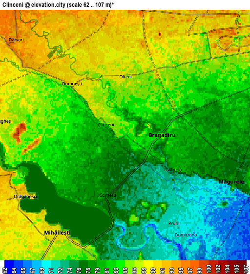 Zoom OUT 2x Clinceni, Romania elevation map