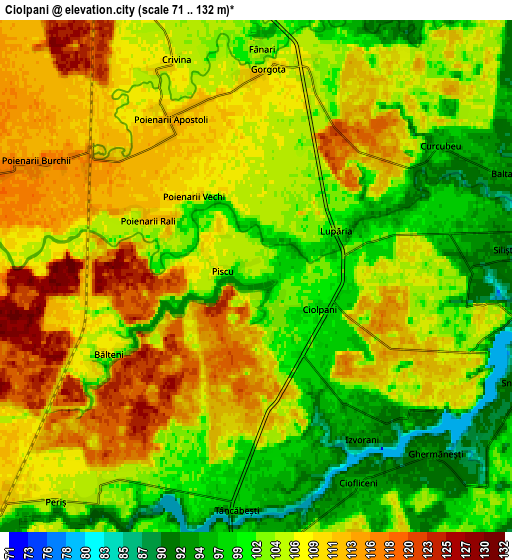 Zoom OUT 2x Ciolpani, Romania elevation map