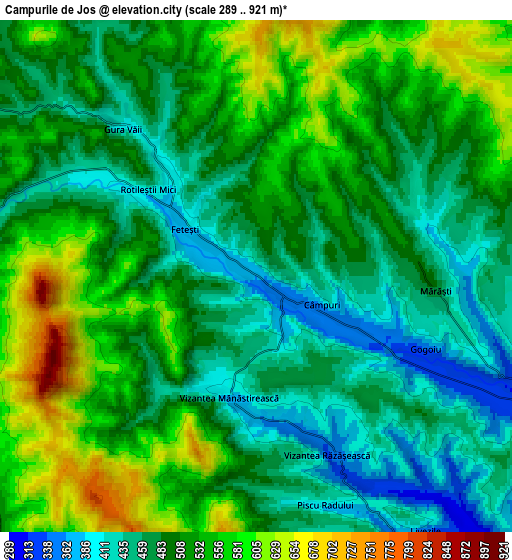 Zoom OUT 2x Câmpurile de Jos, Romania elevation map