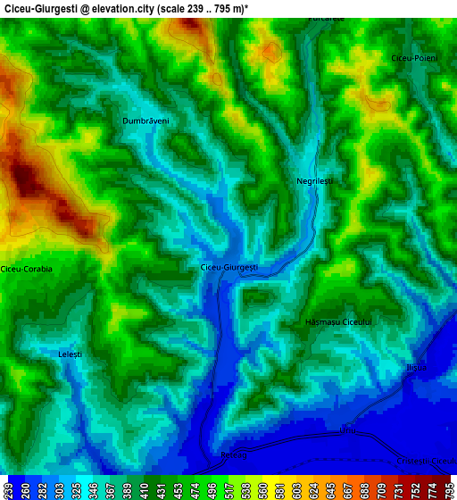 Zoom OUT 2x Ciceu-Giurgeşti, Romania elevation map