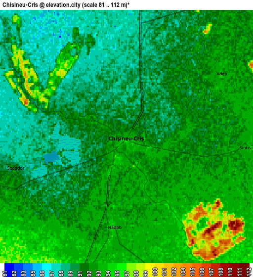 Zoom OUT 2x Chişineu-Criş, Romania elevation map