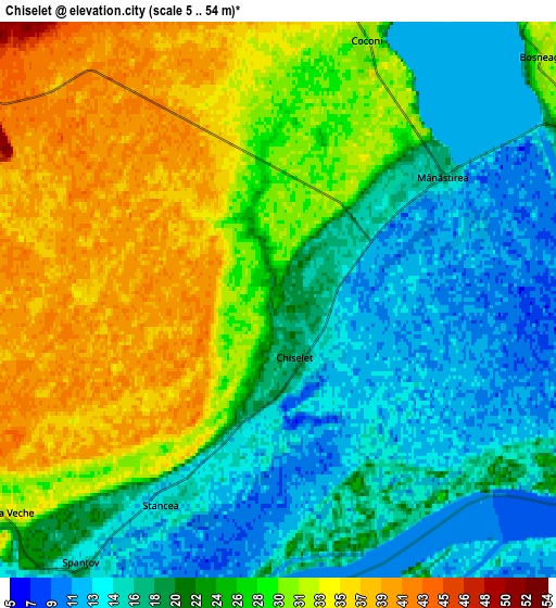 Zoom OUT 2x Chiselet, Romania elevation map