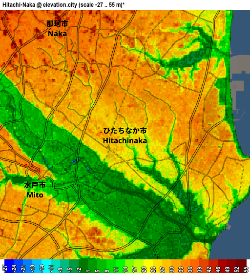 Zoom OUT 2x Hitachi-Naka, Japan elevation map