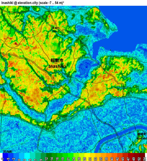 Zoom OUT 2x Inashiki, Japan elevation map