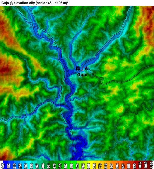 Zoom OUT 2x Gujō, Japan elevation map