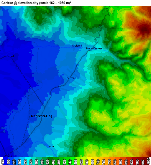 Zoom OUT 2x Certeze, Romania elevation map