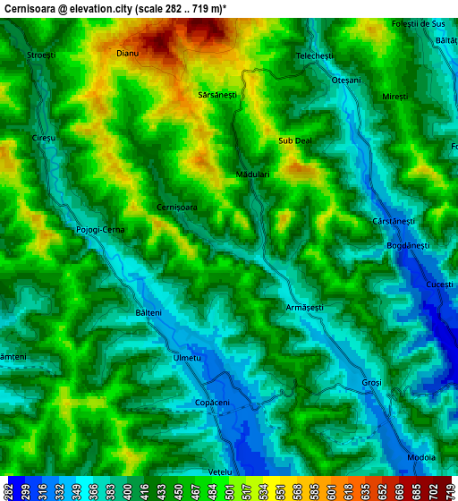 Zoom OUT 2x Cernişoara, Romania elevation map