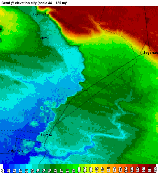 Zoom OUT 2x Cerăt, Romania elevation map