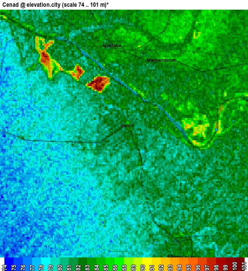 Zoom OUT 2x Cenad, Romania elevation map