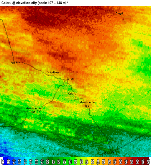 Zoom OUT 2x Celaru, Romania elevation map