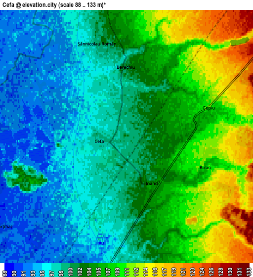 Zoom OUT 2x Cefa, Romania elevation map