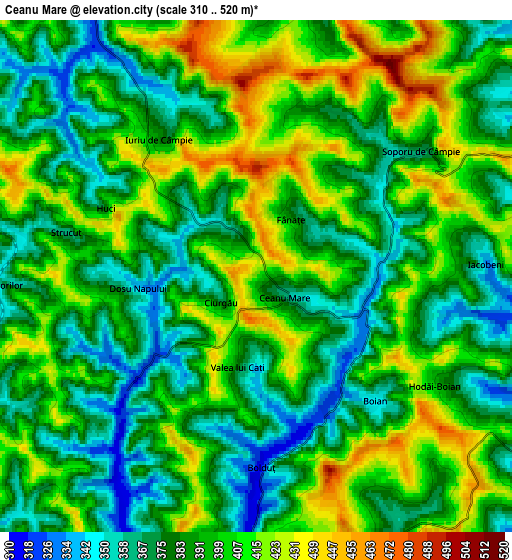 Zoom OUT 2x Ceanu Mare, Romania elevation map