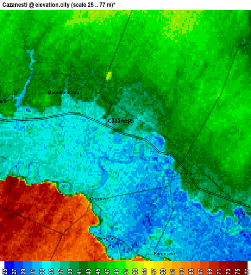 Zoom OUT 2x Căzăneşti, Romania elevation map