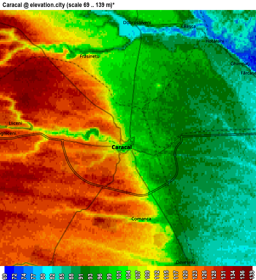 Zoom OUT 2x Caracal, Romania elevation map