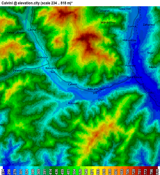 Zoom OUT 2x Calvini, Romania elevation map