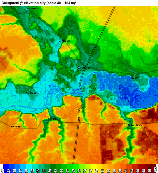 Zoom OUT 2x Călugăreni, Romania elevation map