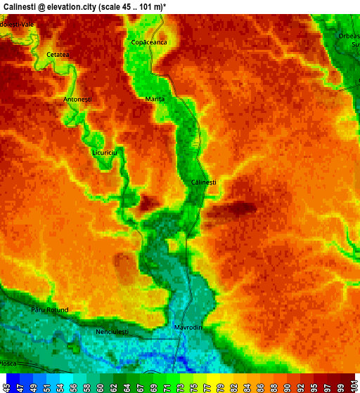 Zoom OUT 2x Călineşti, Romania elevation map