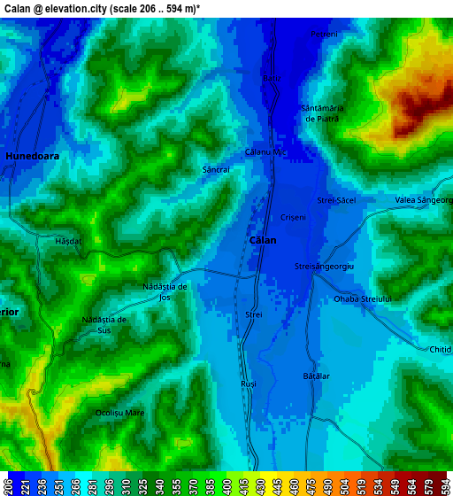 Zoom OUT 2x Călan, Romania elevation map