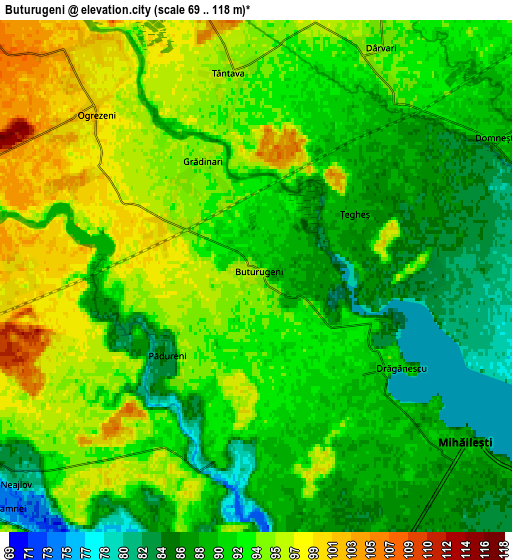 Zoom OUT 2x Buturugeni, Romania elevation map