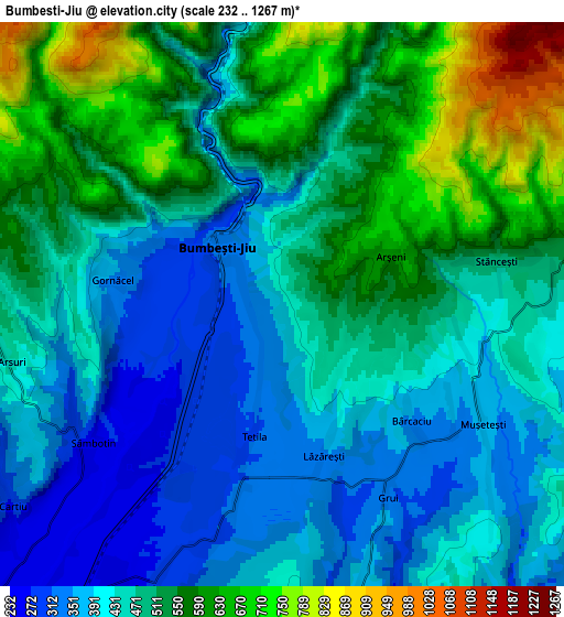 Zoom OUT 2x Bumbeşti-Jiu, Romania elevation map