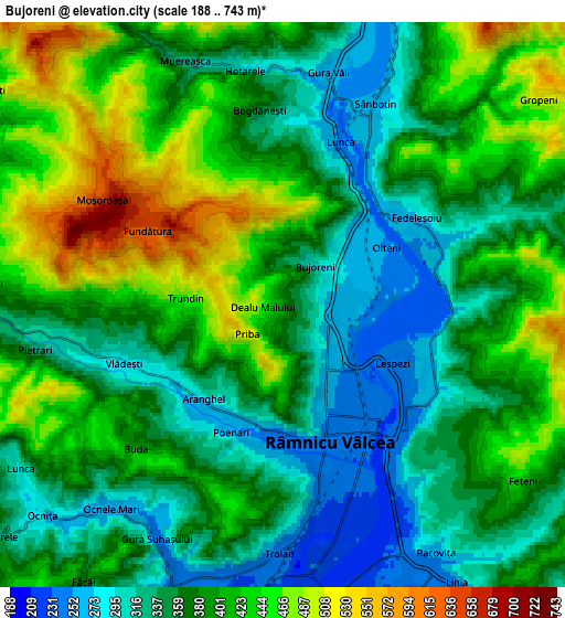 Zoom OUT 2x Bujoreni, Romania elevation map