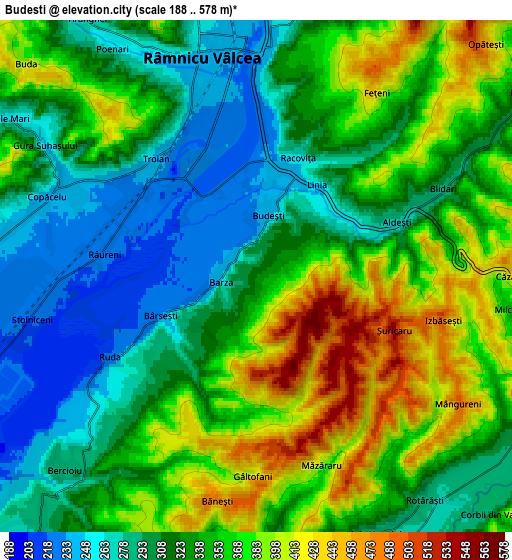 Zoom OUT 2x Budeşti, Romania elevation map