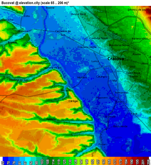 Zoom OUT 2x Bucovăţ, Romania elevation map