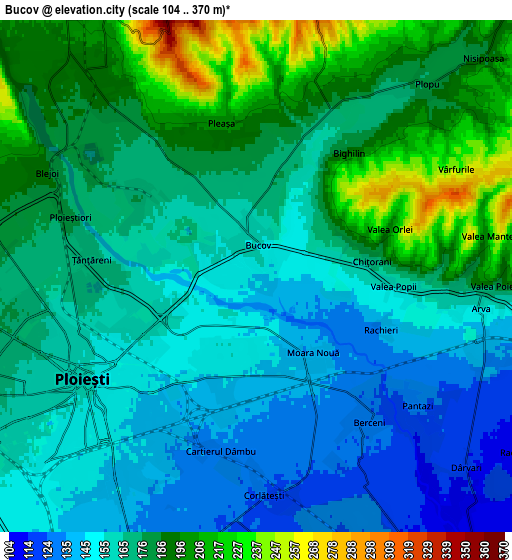 Zoom OUT 2x Bucov, Romania elevation map