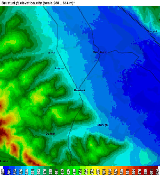 Zoom OUT 2x Brusturi, Romania elevation map