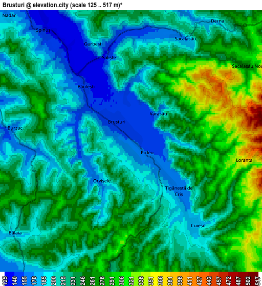 Zoom OUT 2x Brusturi, Romania elevation map