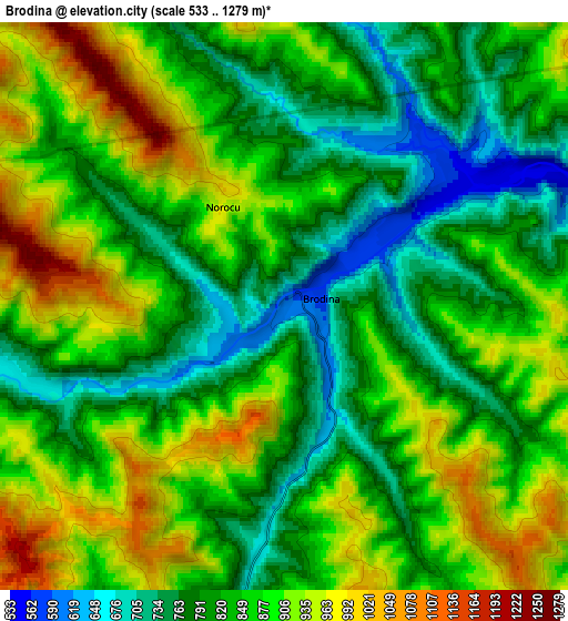 Zoom OUT 2x Brodina, Romania elevation map