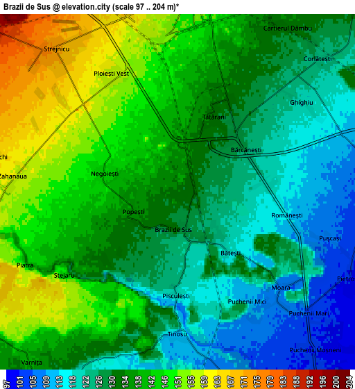 Zoom OUT 2x Brazii de Sus, Romania elevation map