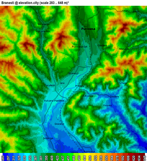 Zoom OUT 2x Brăneşti, Romania elevation map