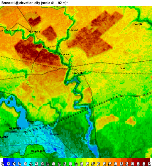 Zoom OUT 2x Brăneşti, Romania elevation map